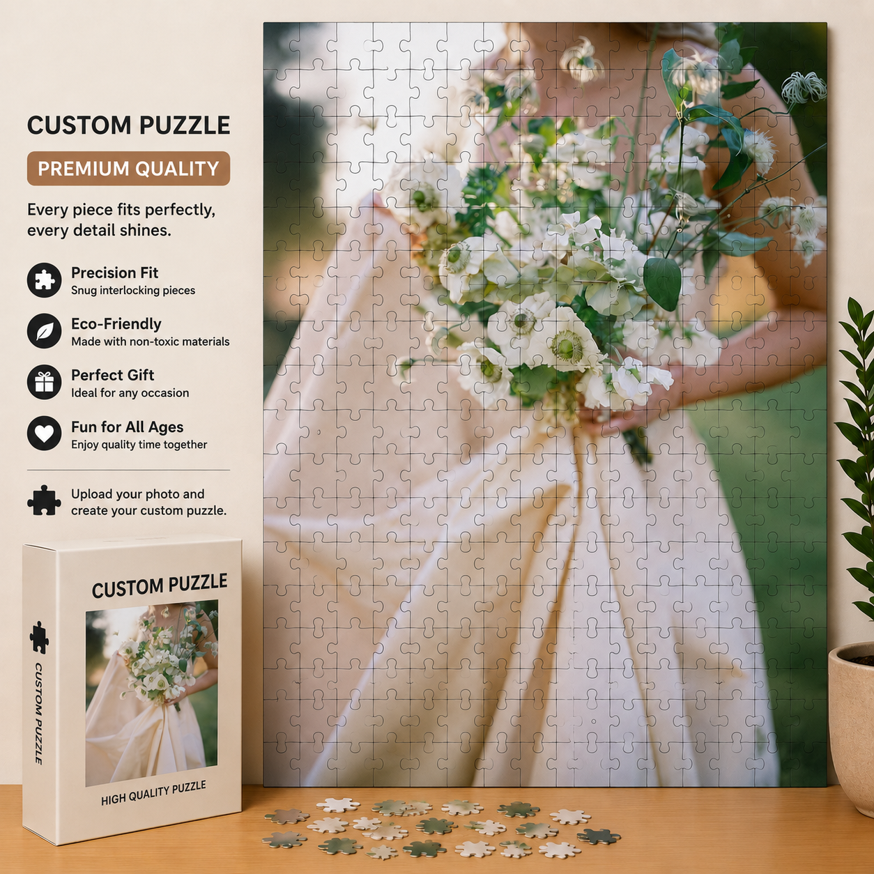 Custom Photo Puzzle – Personalized 1000/1500 Pieces Jigsaw Puzzle from Your Picture | Unique Gift for Family Birthday Wedding Christmas