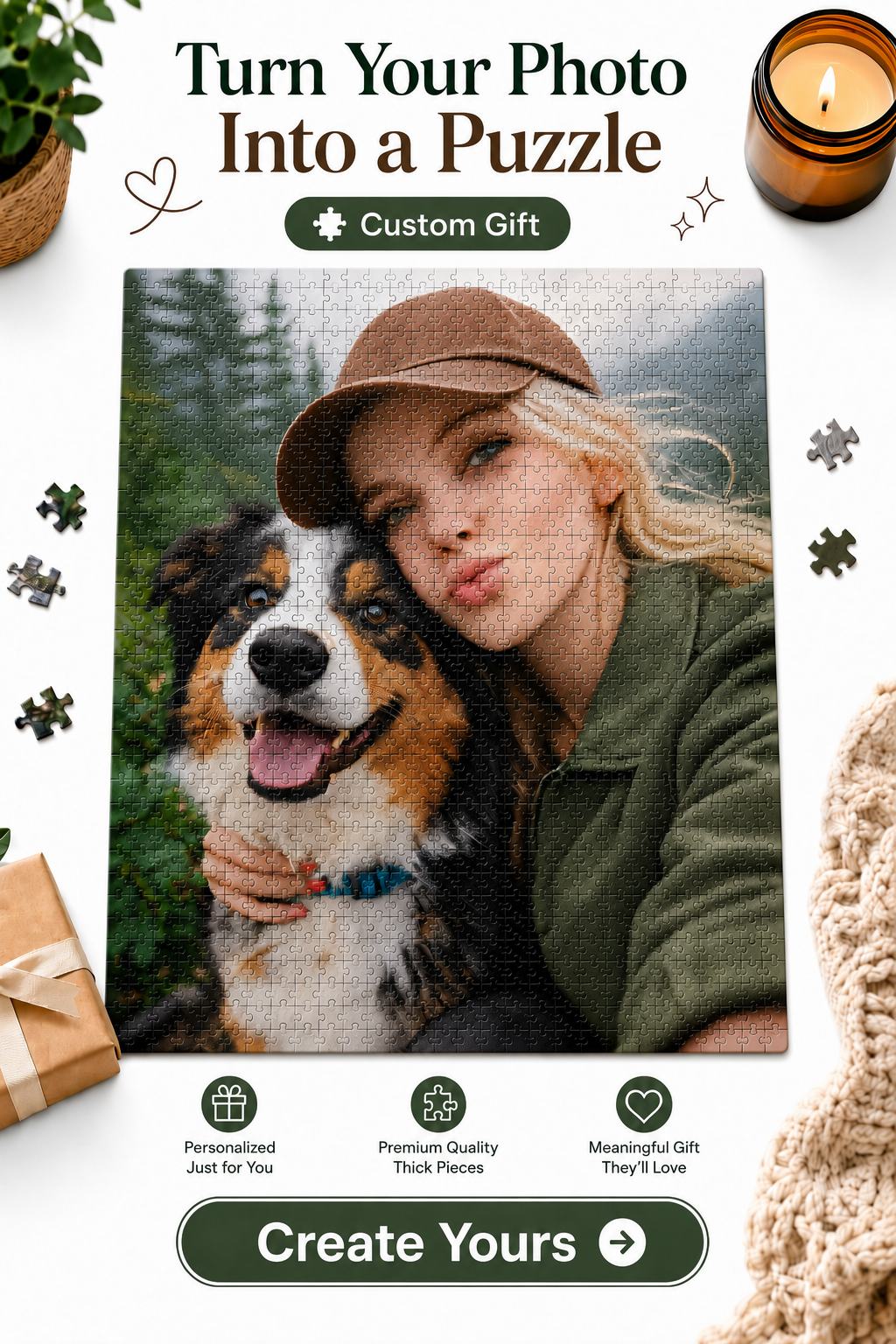 Custom Photo Puzzle – Personalized 1000/1500 Pieces Jigsaw Puzzle from Your Picture |  Unique Gift for Family Birthday Wedding Christmas